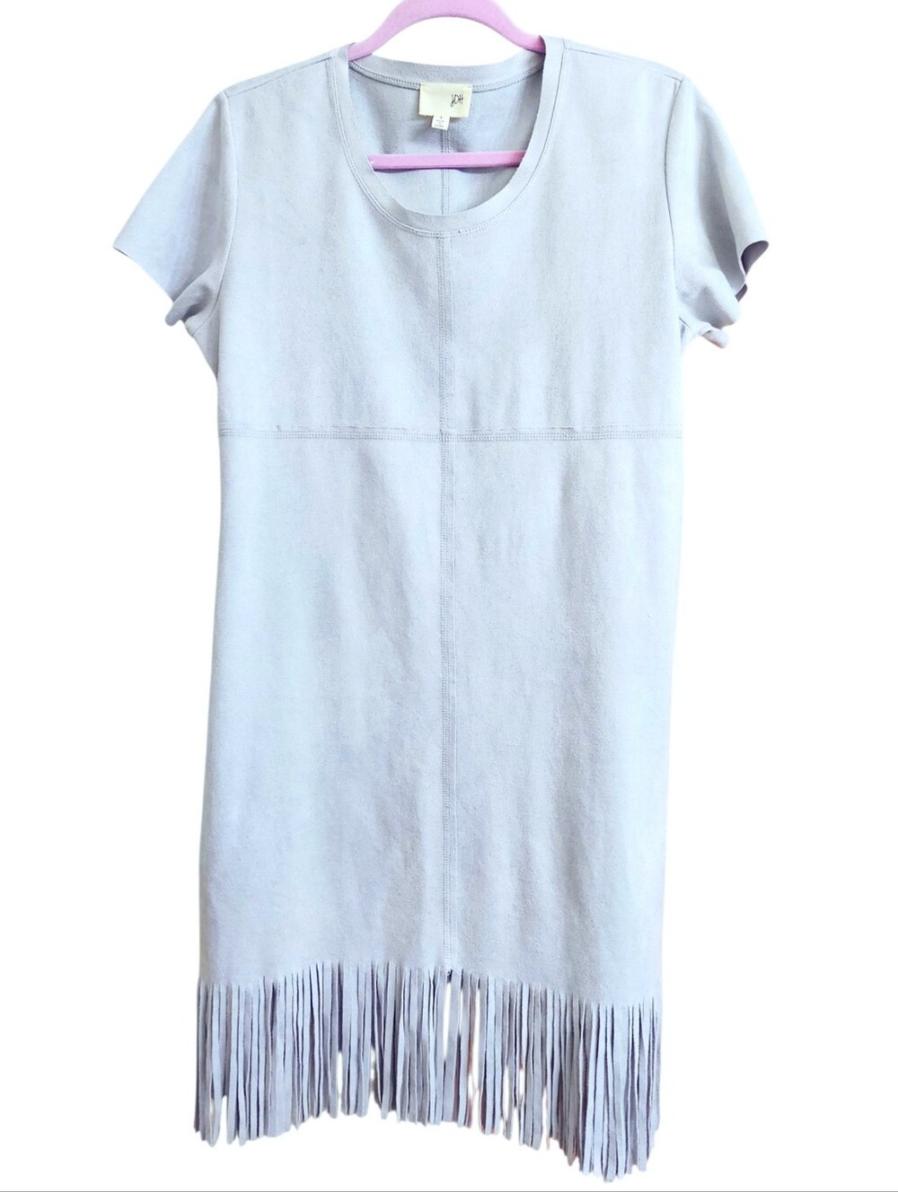 JOH Blue Grey Faux Suede Fringe Mini Dress Boho Western Festival Size Small